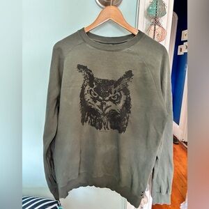 Green Sweatshirt with Owl Graphic